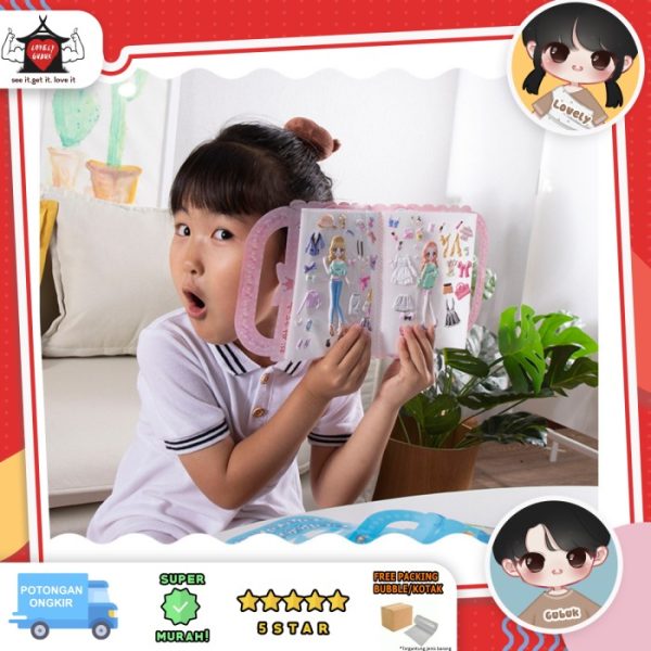 Album stiker anak, Buku stiker fashion tukar baju anak, Koleksi stiker