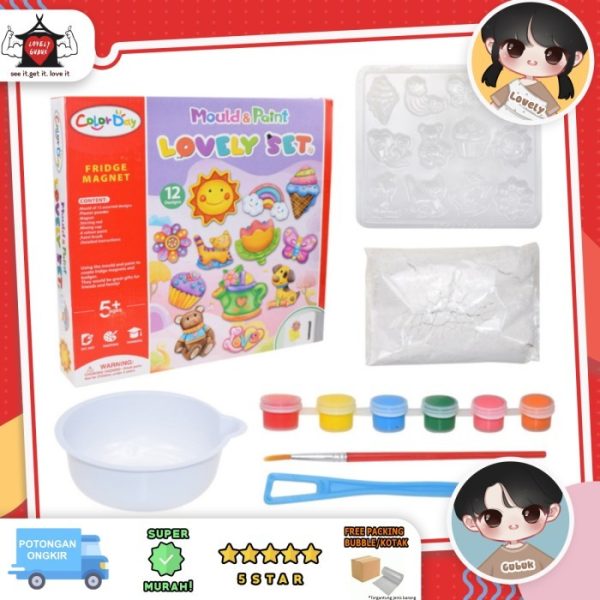 Mainan mould and paint fridge anak, Mainan prakarya DIY Gypsum anak te