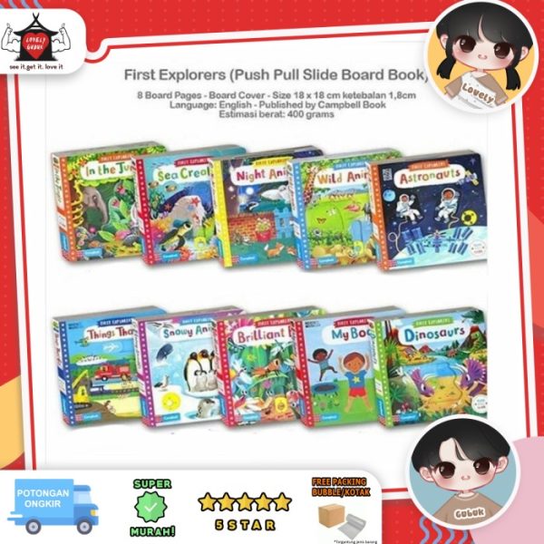 Buku my First Explorers Campbell, Sliders Pull and Push Board Books