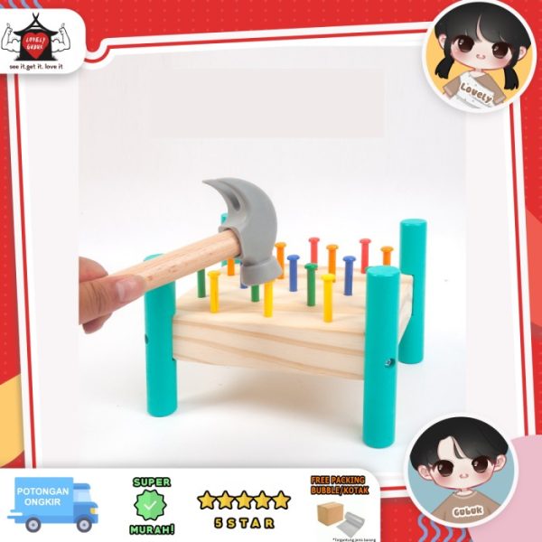 Mainan paku palu anak, Motoric skill toys, Hammer tap hammering