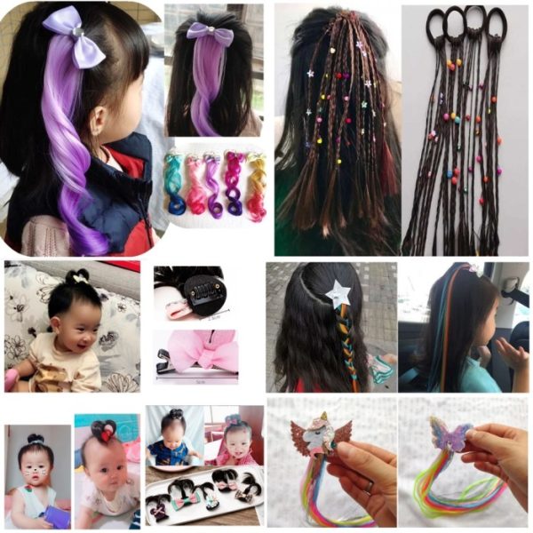 Jepitan rambut, Ikat rambut palsu rainbow anak, Rambut palsu baby lucu