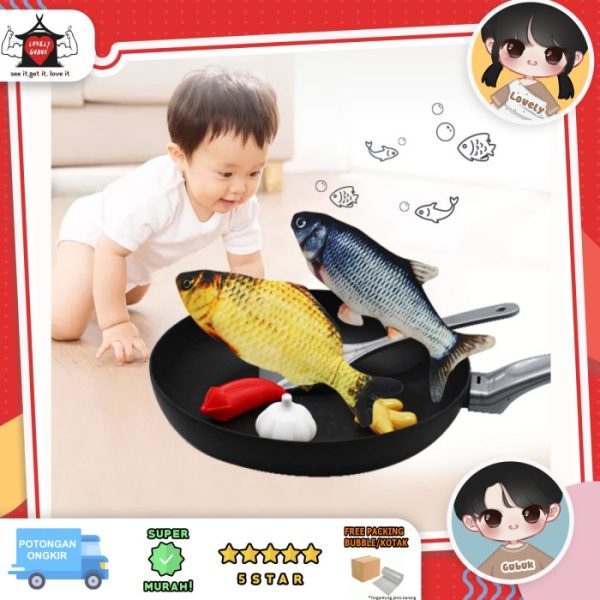 Mainan frying pan musik anak, Mainan masak ikan panci musik suara anak