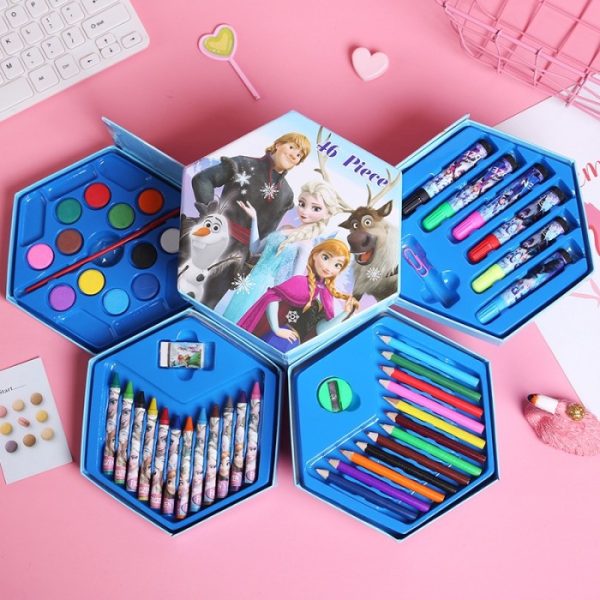 Alat mewarnai 46 pcs set, Pensil warna set hexagon, Colouring pencil