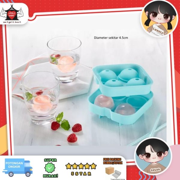 Cetakan es batu bentuk bola, Ice Balls Mould 4 pcs set