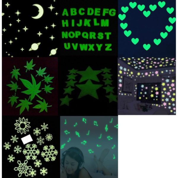 Stiker glow in dark, Glow in dark sticker stars, Tempelan glow in dark