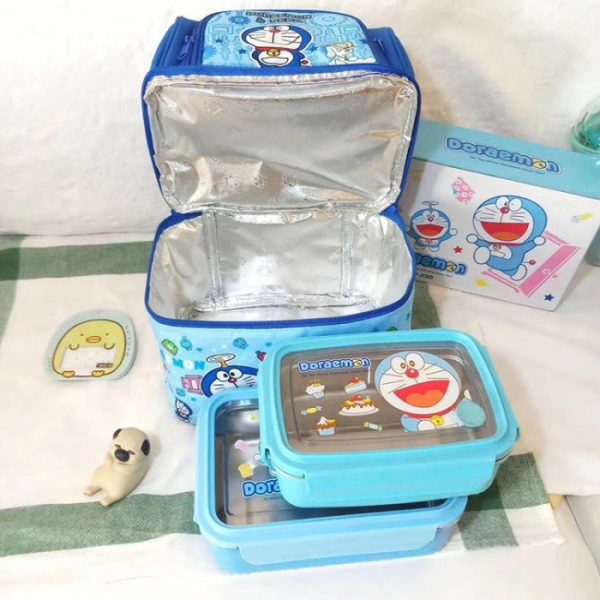 Tempat Bekal 2 tingkat model ransel warmer cooler bag aluminium kartun