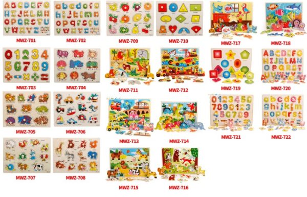 [MWZ]Puzzle kayu anak, Puzzle mainan Knob, Puzzle kayu knop huruf - Image 5