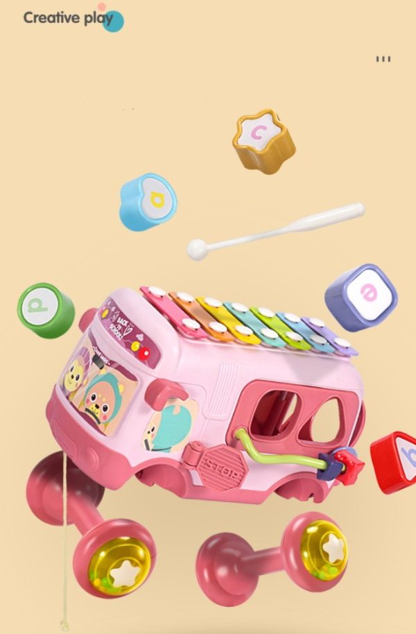 Mainan xylophone mobil anak, Mainan multi fungsi mencocokkan bentuk, m - Image 2