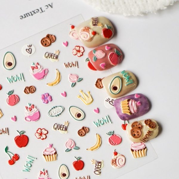 Stiker kuku 3D, Stiker kuku manis, 3D nail Art Sticker