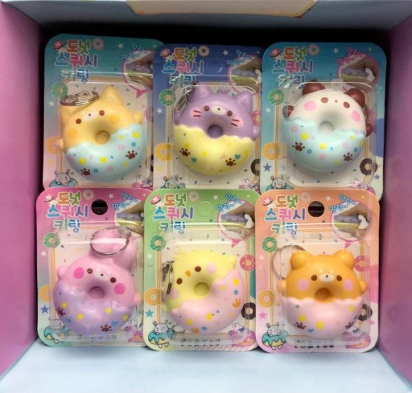 Gantungan kunci squishy donat lucu, Cute Squishy Keychain - Image 5