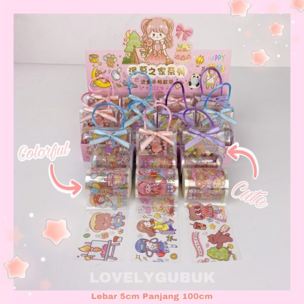 Stiker PET Roll Washi Tape tenteng, Stiker roll lucu kartun - Image 3