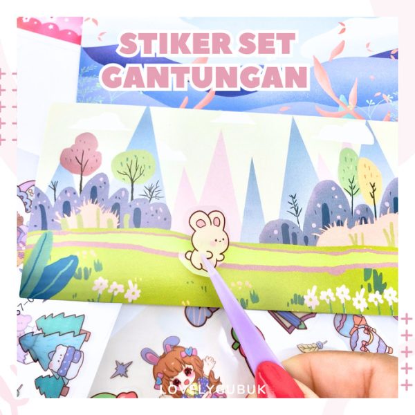 Stiker dengan background set kotak, Stiker souvernir art and craft