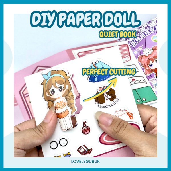 Mainan kerajinan tangan DIY art paper doll, DIY Mini Busy quite book - Image 3