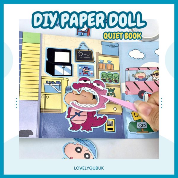 Mainan kerajinan tangan DIY art paper doll, DIY Mini Busy quite book - Image 4