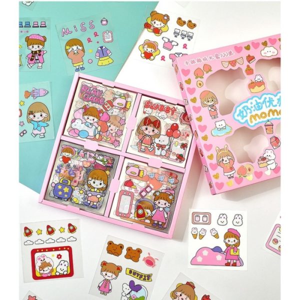 Stiker semi transparan PET 100 pcs set, Accessoris transparant Sticker