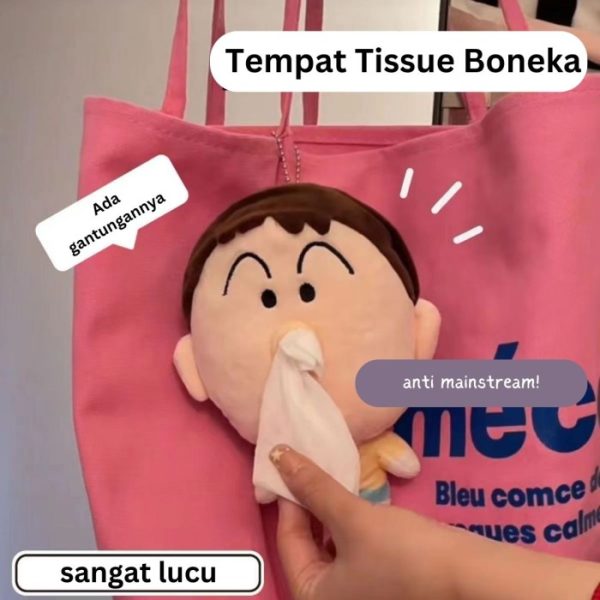 Tempat Tissue model Boneka shwinchan, Tissue Box untuk Gantungan Tas - Image 3