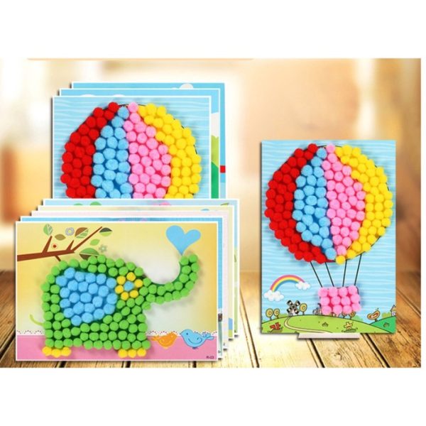 Mainan tempel DIY pom-pom, Mainan kerajinan tangan tempel pom