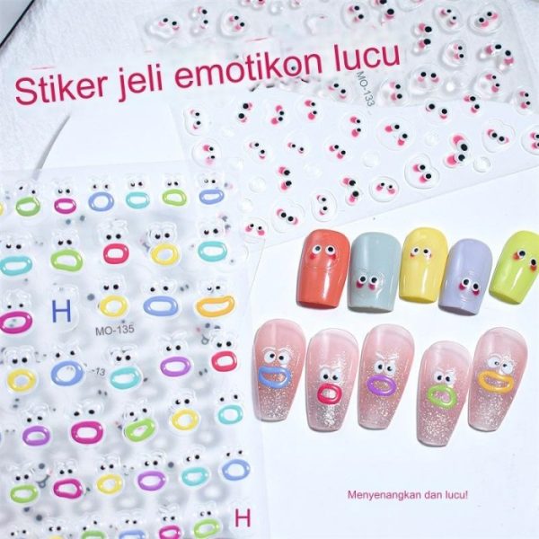 [2] Stiker kuku muncul 3D 5D lucu, Nail Art Sticker Nikah Acara Lucu - Image 2