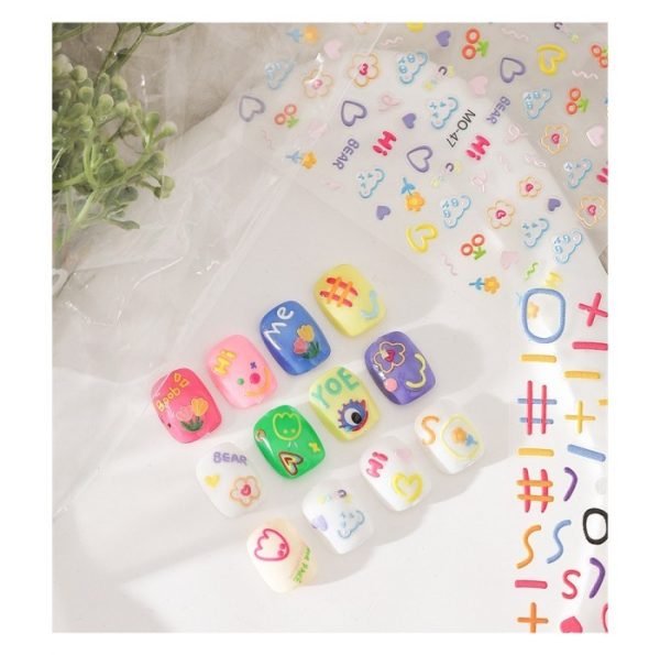 [2] Stiker kuku muncul 3D 5D lucu, Nail Art Sticker Nikah Acara Lucu - Image 4