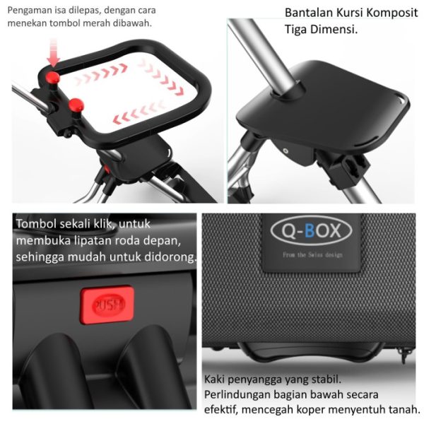 [Khusus Batam] Koper QBOX Troli dan Kereta Dorong 2-in-1, Koper Duduk - Image 4