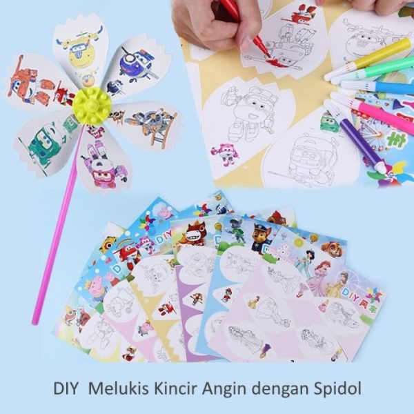 Mainan Kincir Angin Mewarnai Sendiri, DIY Kincir Angin