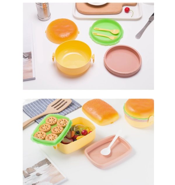 Kotak bekal burger hamburger roti buah anak, Lunch box snack box TK - Image 4