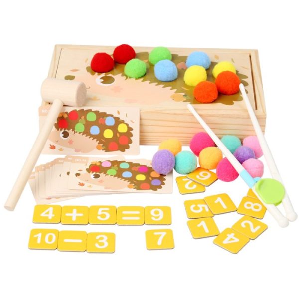 Mainan montessori warna landak berhitung 2 in 1, Hedgehog Hand eye coo - Image 2