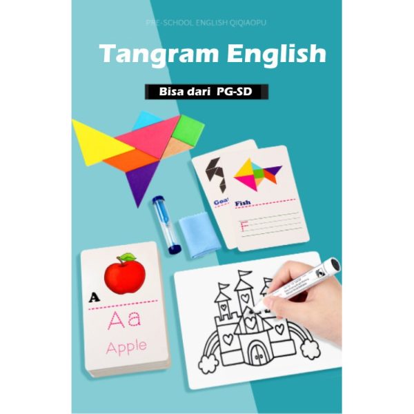 [LOGU] Mainan puzzle tangram letter writing cards, Edukasi Tangram spelling letters 2 in 1