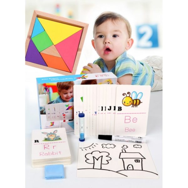 [LOGU] Mainan puzzle tangram letter writing cards, Edukasi Tangram spelling letters 2 in 1 - Image 2