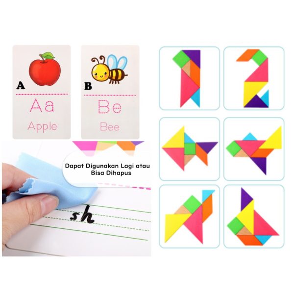 [LOGU] Mainan puzzle tangram letter writing cards, Edukasi Tangram spelling letters 2 in 1 - Image 5