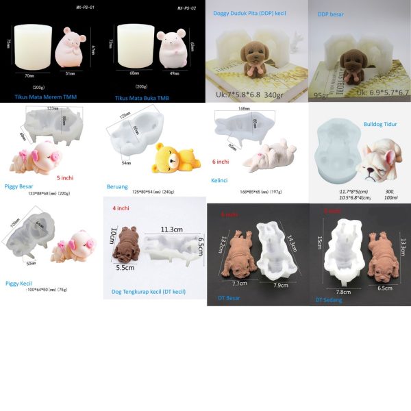 [LOGU] Cetakan pudding doggy 3D, cetakan jelly es krim puding lucu bunny doggy piggy - Image 3