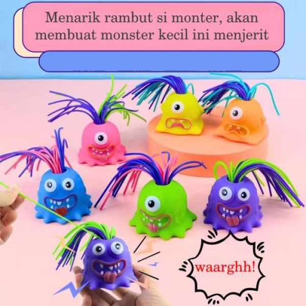 Mainan Monster Lucu Menjerit ketika Ditarik Rambutnya, Mainan Haloween