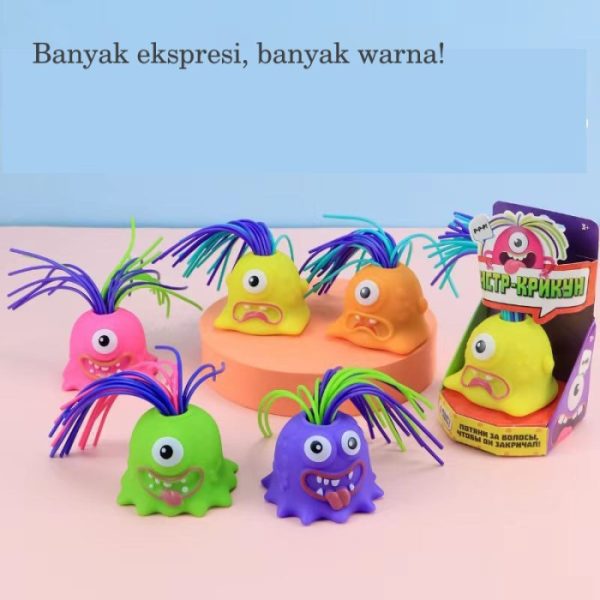 Mainan Monster Lucu Menjerit ketika Ditarik Rambutnya, Mainan Haloween - Image 2