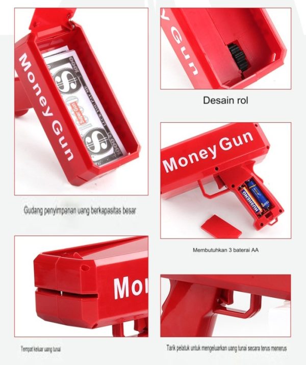 Mainan money gun tembak keluar uang kertas, Mainan pesta ulang tahun - Image 5