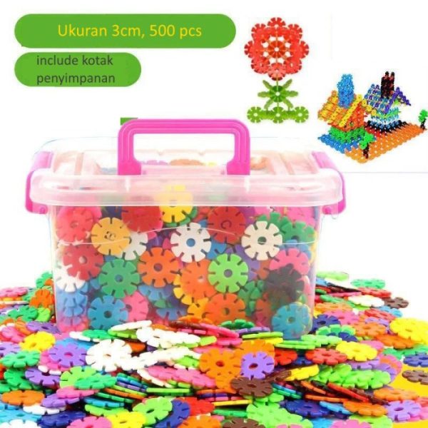 Balok Susun Koin, Mainan Bombik blocks, Snowflake Block Plastic