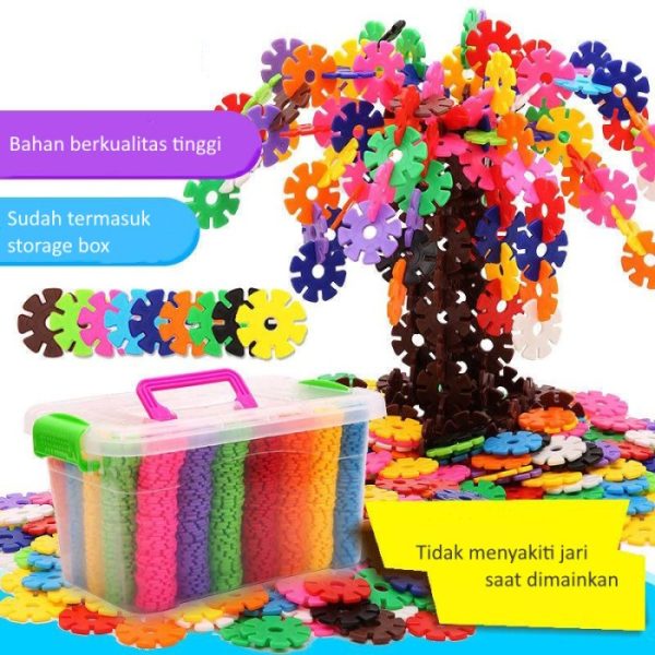 Balok Susun Koin, Mainan Bombik blocks, Snowflake Block Plastic - Image 4