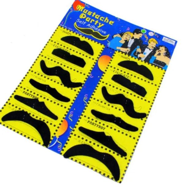 Tempelan kumis palsu 12 pcs set, Mainan cosplay kumis mustache lucu - Image 4