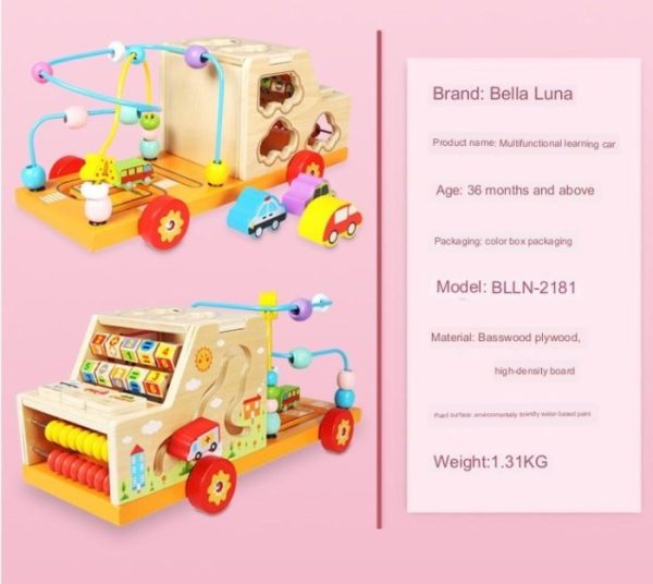 Mainan puzzle activity cube mobil anak,Mainan wooden puzzle multifungs - Image 4