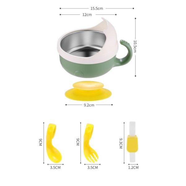 Set Mangkok Makan Anak Bayi Anti Tumpah dilengkapi Mangkok Stainless - Image 2