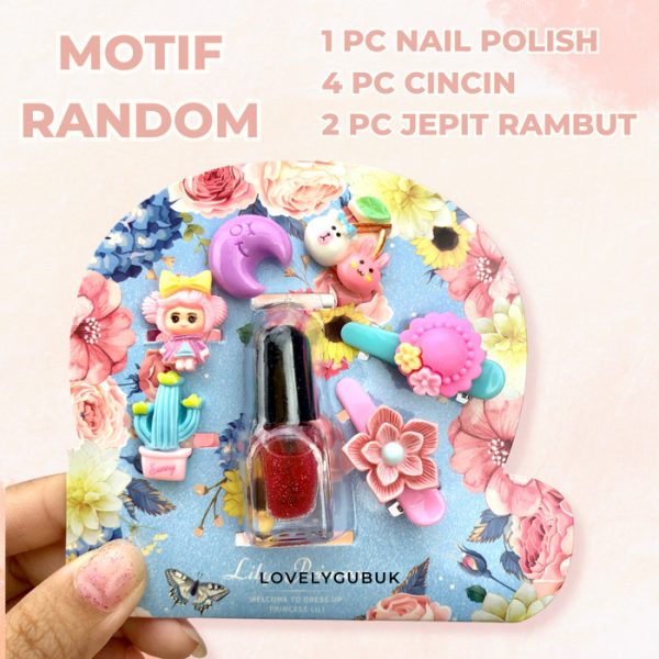 Mainan nail art cincin jepitan rambut aksesoris anak cinderella cart - Image 4