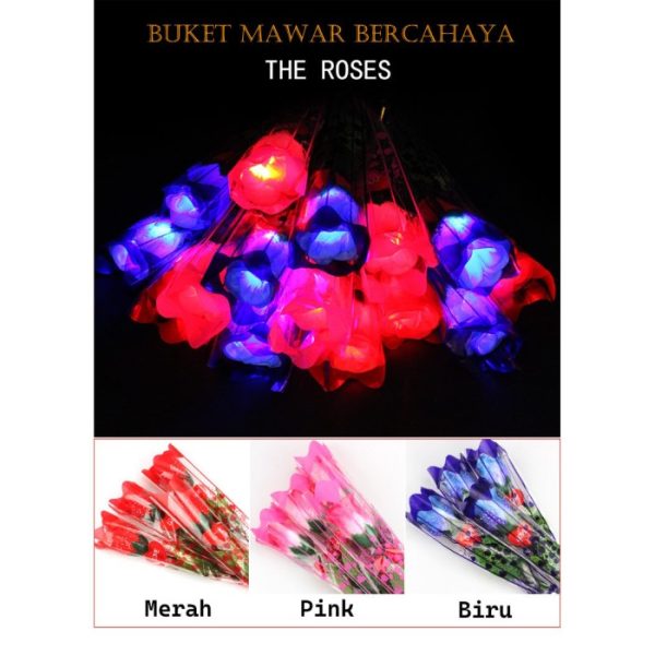 Bunga mawar LED, Bunga artificial lampu, Rose bunga LED - Image 5