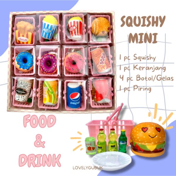 Gantungan squishy mini, Mainan aksesoris squishy minifood eggy go anim