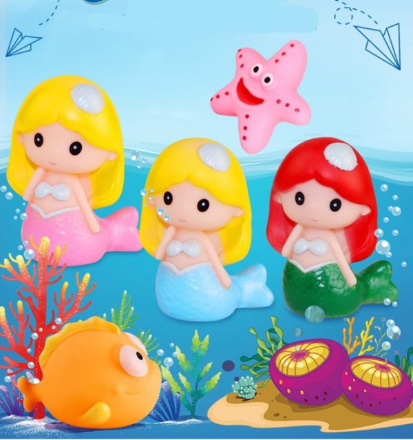 Mainan mandi karet rubber kartun anak, Mainan bayi mermaid animal laut