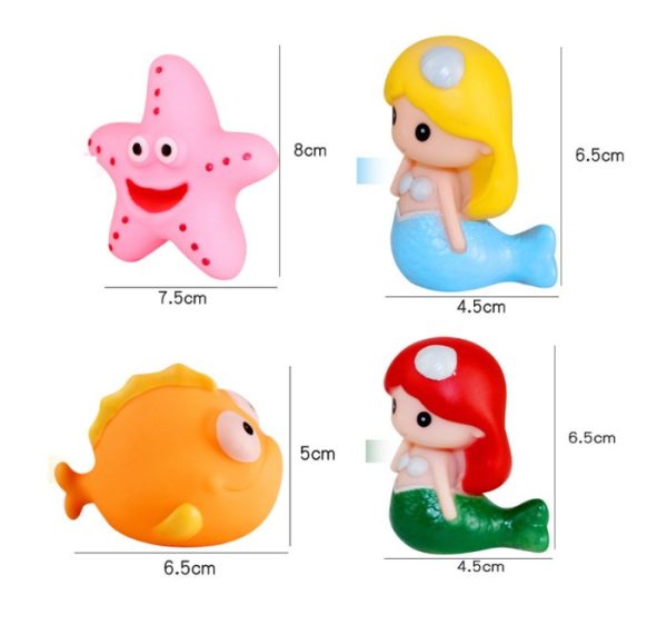 Mainan mandi karet rubber kartun anak, Mainan bayi mermaid animal laut - Image 4