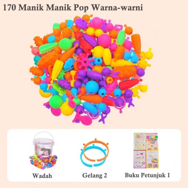 Colourfull Pop Beads, Mainan Kerajinan Merangkai Aksesoris Anak-Anak - Image 2