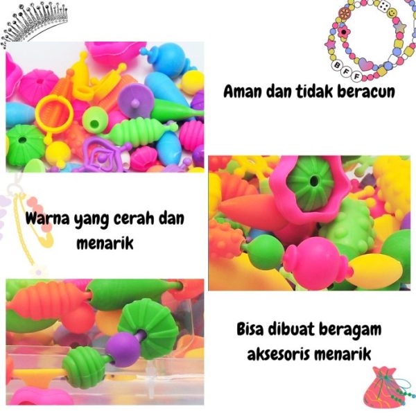 Colourfull Pop Beads, Mainan Kerajinan Merangkai Aksesoris Anak-Anak - Image 4