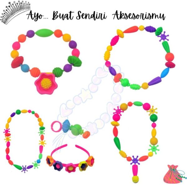 Colourfull Pop Beads, Mainan Kerajinan Merangkai Aksesoris Anak-Anak - Image 5