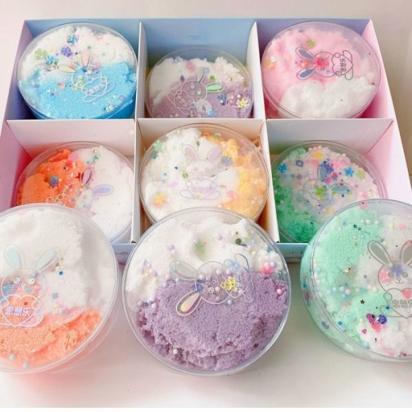 Mainan silky slime, Mainan squishy slime cloudy busa warna warni