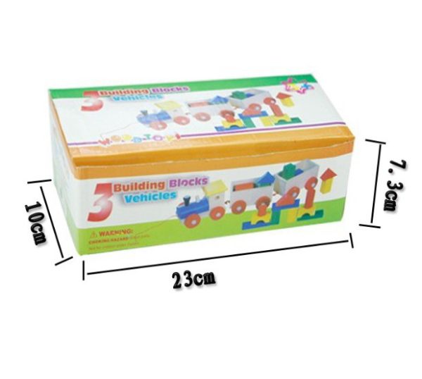 Mainan puzzle kereta api bentuk kayu anak,Building Block Vehicle Train - Image 3