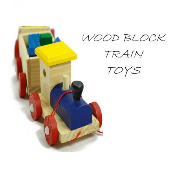 Mainan puzzle kereta api bentuk kayu anak,Building Block Vehicle Train - Image 5